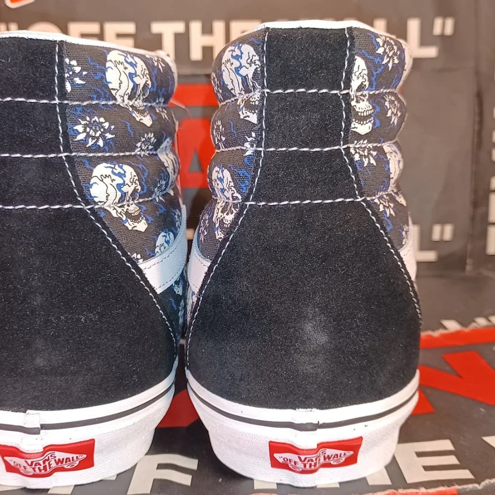Vans Men's 12 Sk8-Hi Flash Skulls Canvas Suede Skate shoes Black VN0A4U3C1HJ